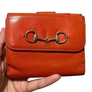 *SOLD* Authentic Orange Gucci Horsebit Compact Wallet